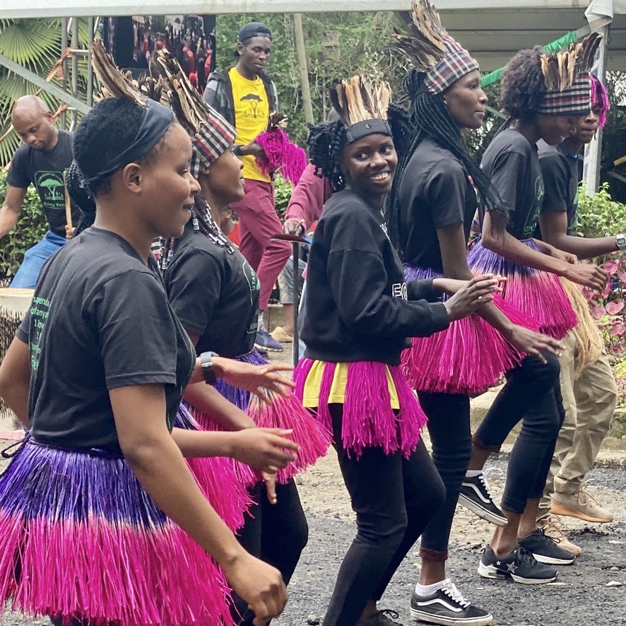 Young people participating in a community performance